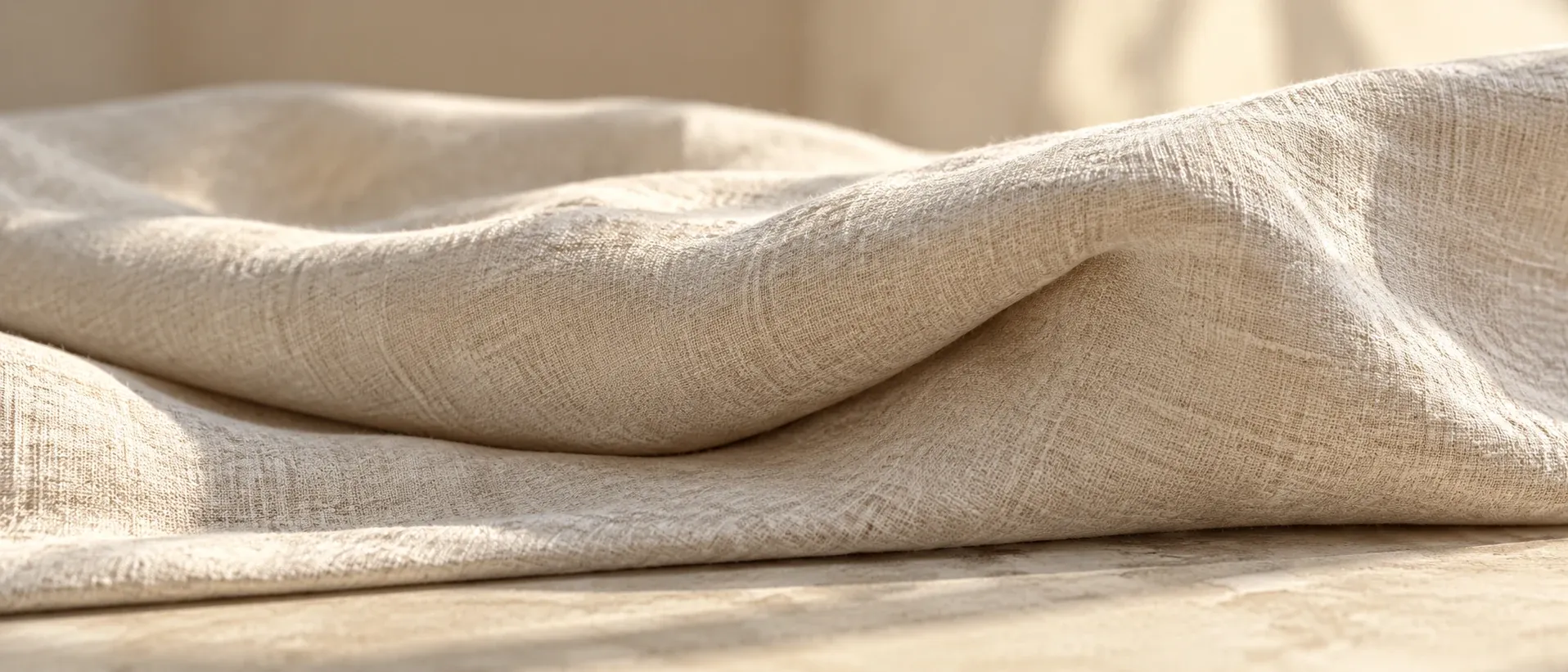 Soft fold in heavy pale linen