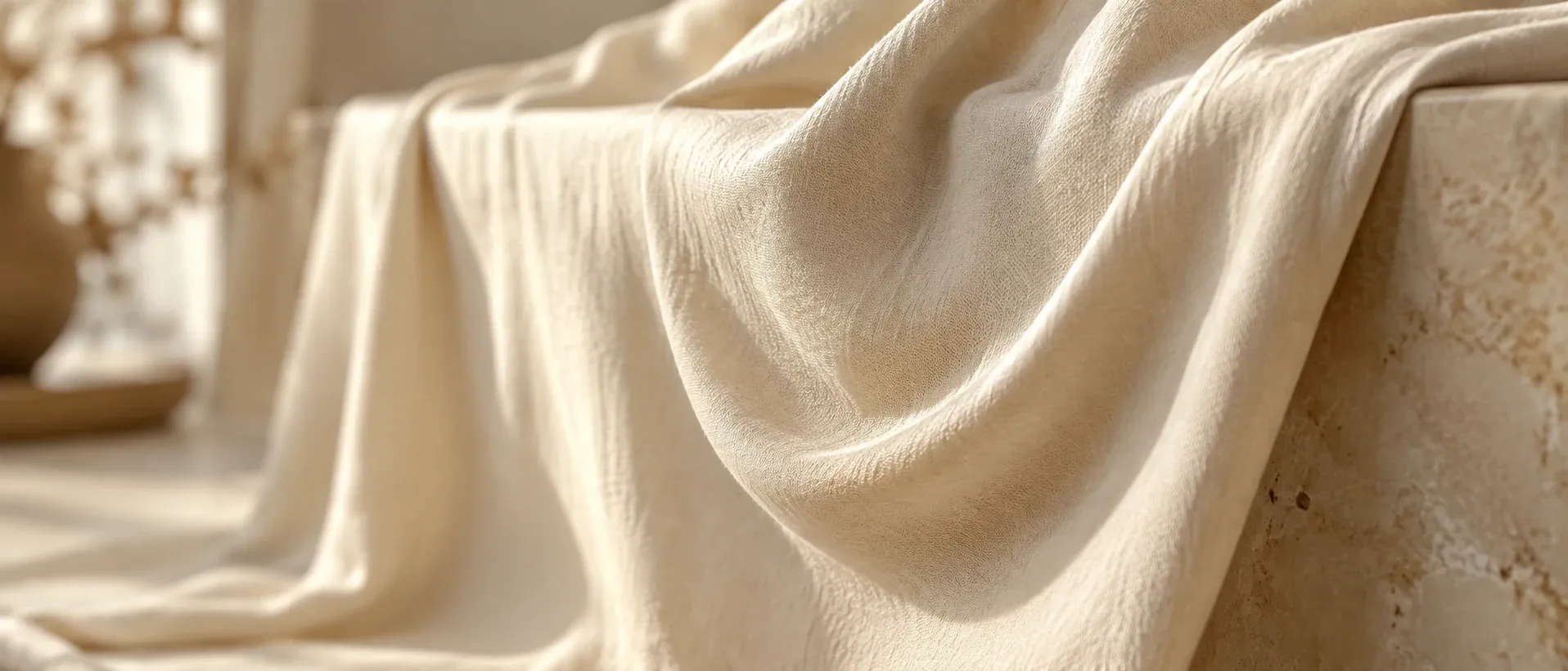 Draped pale fabric losing a clean edge