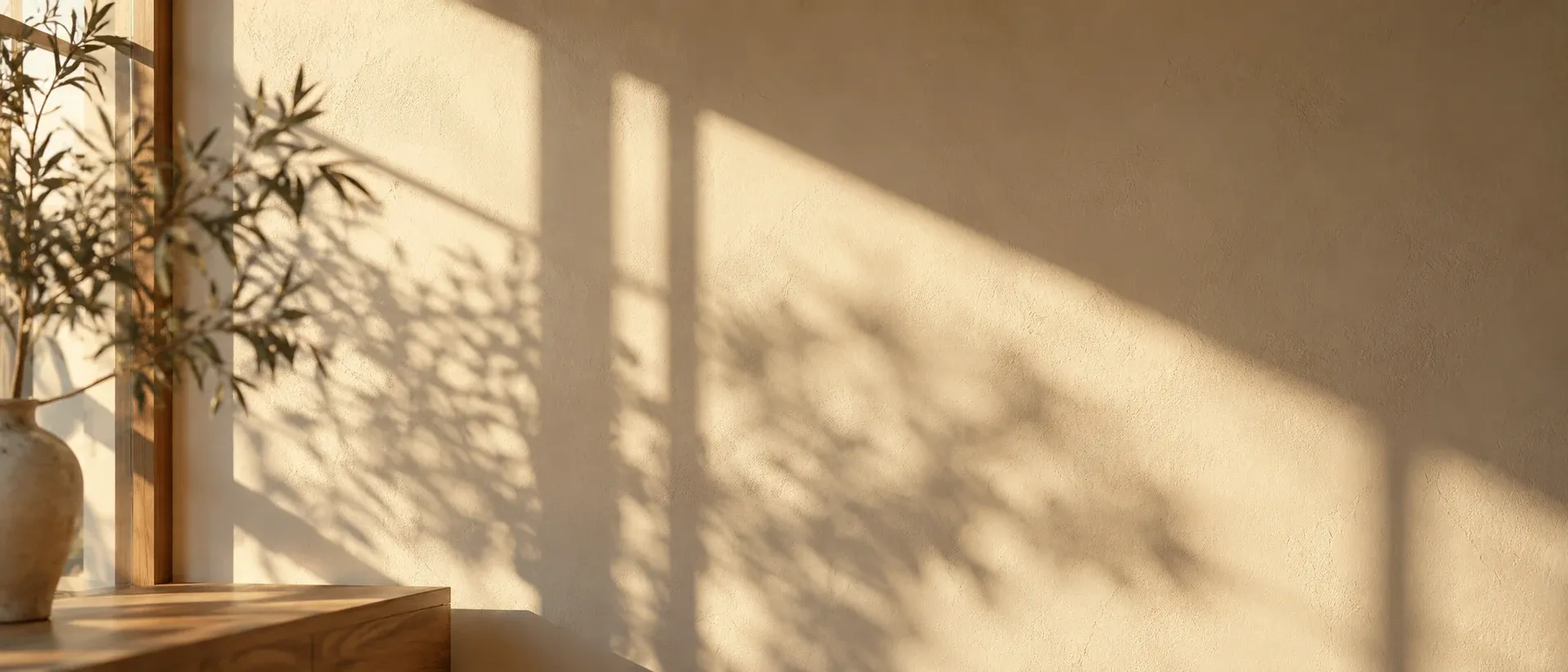 Warm light diffusing across a pale wall